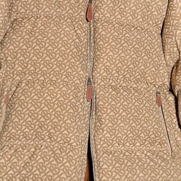 Burberry Beige Monogram Jacquard Down Puffer Coat - Picture 3 of 16
